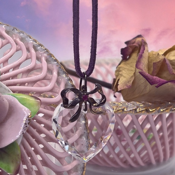 Lenox Crystal Heart Pendant w/Ruby Stone - Picture 2 of 4